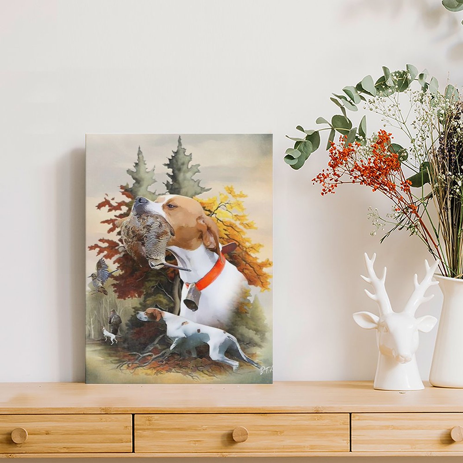 English Pointer Woodcock Hunti - Art Print Framed recension och pris